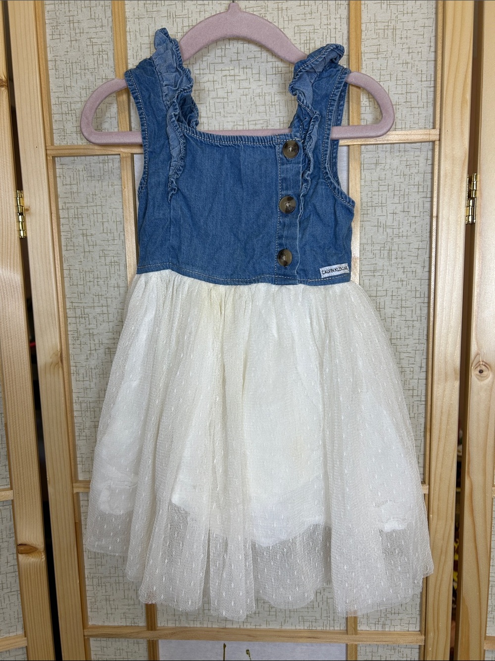 Calvin Klein Girls Denim Jumper in Blue